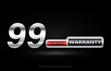 Wall Mural - 99 years warranty silver logo isolated on black background, vector design for product warranty, guarantee, service, corporate, and your business.