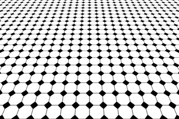 Black and white geometric tile floor, octagon and square retro background for design, Perspective pattern background.