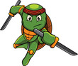 turtle cartoon character with ninja pose
