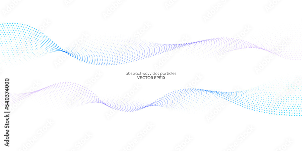 Flowing particles wave pattern colorful blue and purple gradient color ...