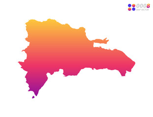 Vector bright colorful gradient of Dominican Republic map on white background. Organized in layers for easy editing.