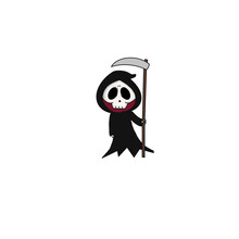 Cartoon drawing of the grim reaper for halloween with transparent background