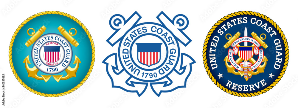 Vector seal of the United States Coast Guard. US Coast Guard 