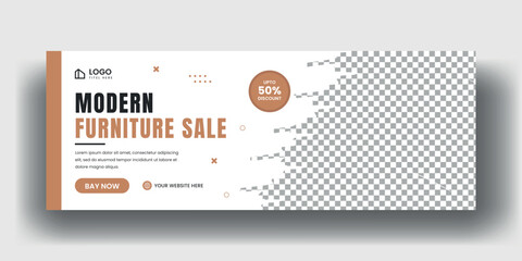 Wall Mural - Modern furniture sale facebook cover banner and social media web banner layout with abstract  background