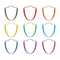 Poster - Flat shield icon isolated on white background. Set icons colorful