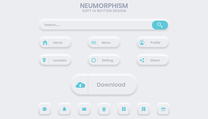 Neumorphism soft ui buttons set design template