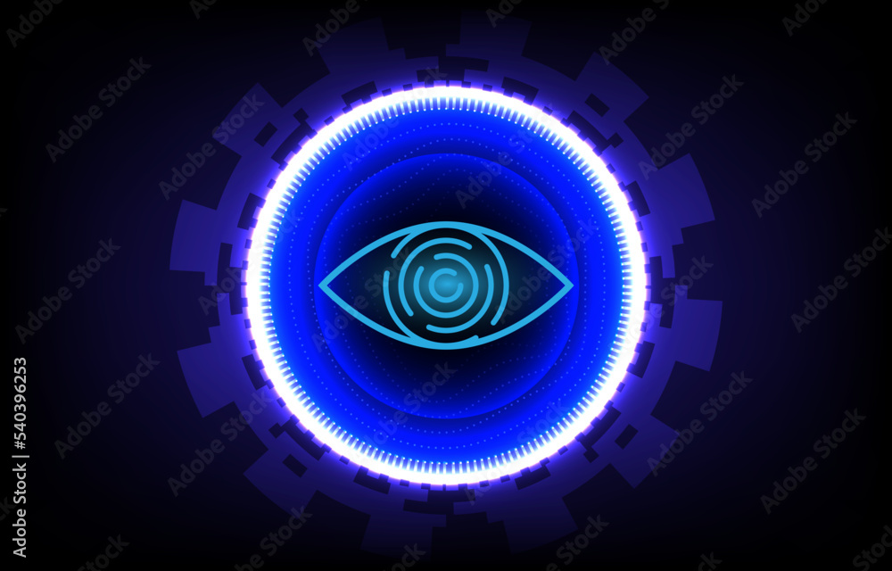 Technology security with eye scan. Retinal scan allowed access concept ...