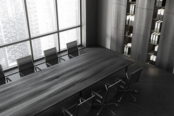 Wall Mural - Top view of conference room interior with board and panoramic window