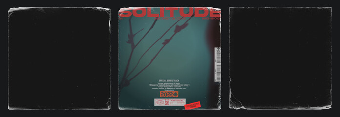 realistic distressed edge paper texture overlay for album cover art vector mockup. subtle worn edge 