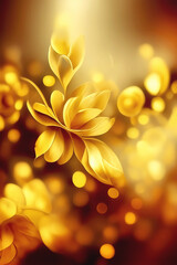 Poster - Beautiful golden flower background, Golden abstract background.