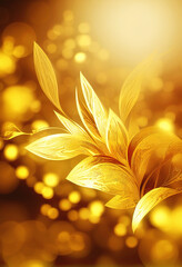 Poster - Beautiful golden flower background, Golden abstract background.