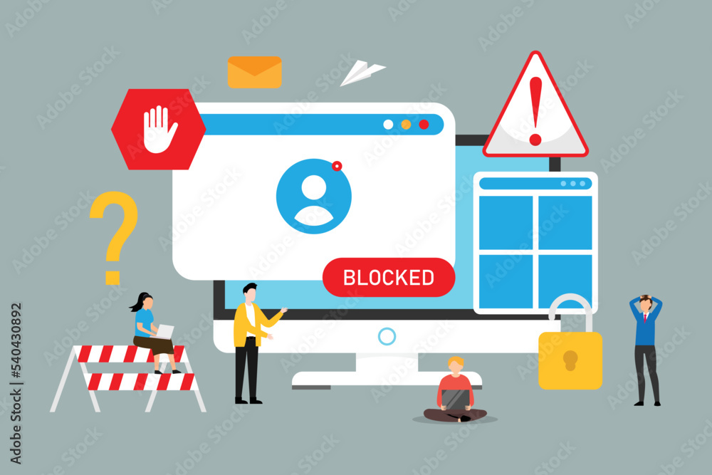 Cyber crime, hacker attack, censorship or ransomware activity security ...