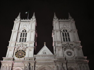 Poster - Westminster Abbey church at night in London