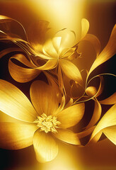 Poster - Beautiful golden flower background, Golden abstract background.