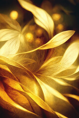 Poster - Beautiful golden flower background, Golden abstract background.