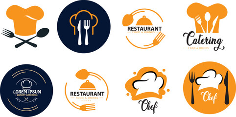 Sticker - Restaurant service logo set