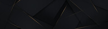 Black Luxury Background With Golden Diagonal Stripes. Dark Elegant Dynamic Abstract BG. Trendy Geometric Grey Gradient. Universal Minimal 3d Sale Modern Backdrop. Glassmorphism Deluxe Lines Template
