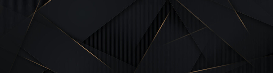 Wall Mural - black luxury background with golden diagonal stripes. dark elegant dynamic abstract bg. trendy geome