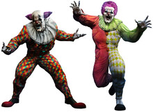 Horror Evil Clowns 3D Illustration	