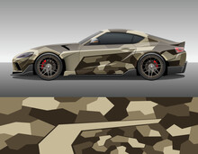 Camouflage Car Texture Template For Vinyl Wrap And Decal Print. Geometric Camo Urban Style Ornament.