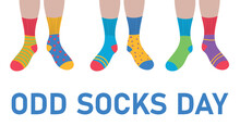 Odd Socks Day. Vector Illustration With Feet In Different Colorful Socks
