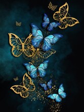 Golden And Blue Butterfly 🦋 