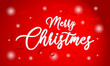 © hiznysyahril - Merry Christmas and New Year Typographical on red Xmas background. Merry Christmas card. Vector Illustration