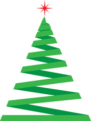 christmas tree from green ribbon and christmas star isolated