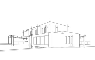 Wall Mural - house building sketch architecture 3d illustration