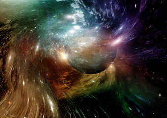 Wall Mural - galaxy in a free space. 3d rendering