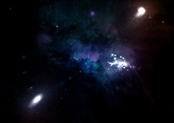 Wall Mural - galaxy in a free space. 3d rendering