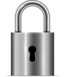 Silver locked and unlocked padlock