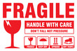 Fragile handle with care sticker and poster for delivery service