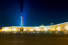 Alexander Column On Palace Square (Dvortsovaya Square) In Front Of The Hermitage, St Petersberg, Russia