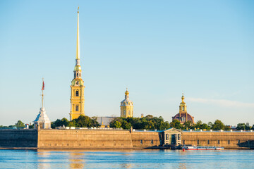 Wall Mural - Panoramic view of the Peter and Paul Fortress in the city of St. Petersburg, Russia