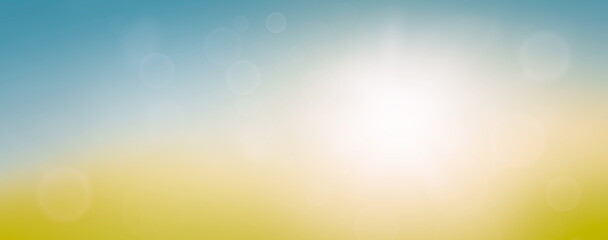 Poster - A fresh spring or Summer blue sunny sky background with blurred warm sunny glow.