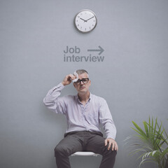 Wall Mural - Anxious job candidate waiting for the interview