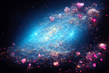 galaxy glow. universe gravity. illuminated space orbit. asteroid motion