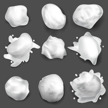 Realistic Detailed 3d Different Snow Splats And Splashes Set. Vector Illustration Of Snowball For Winter Fun Leisure