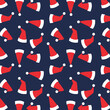 © Supakorn - Christmas pattern background with red Santa hats. Santa hats vector.