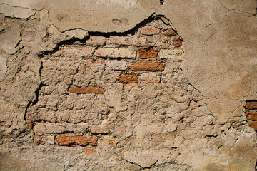 Wall Mural - Rough Grunge Background of Destroyed old brick wall