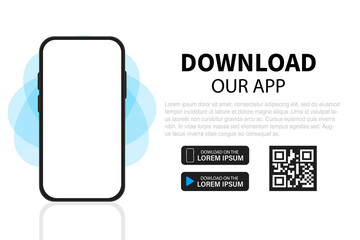 Download your app, download via Qr code. Vector illustration