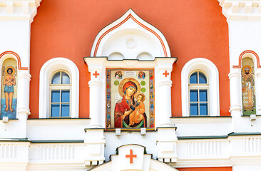 Wall Mural - Orthodox icon on the Gate Church of Philip, Metropolitan of Moscow, in the Valdai Iversky Monastery