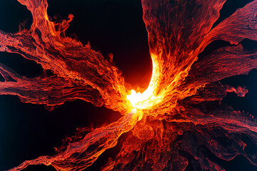 Fototapete - Abstract glowing background in the form of frozen volcanic lava. Charming screen design.