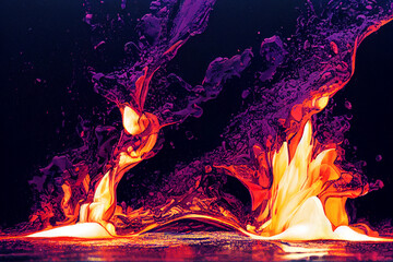 Fototapete - Abstract glowing background in the form of frozen volcanic lava. Charming screen design.