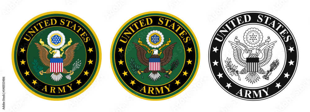 Vector seal of the United States Army. US Army alternative seal ...