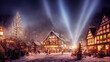 Leinwandbild Motiv Weihnachtliche Winterlandschaft Christmas Jahreszeit	Weihnachsmarkt Advent Stimmung Digital 
