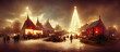 Leinwandbild Motiv Weihnachtliche Winterlandschaft Christmas Jahreszeit	Weihnachsmarkt Advent Stimmung Digital 
