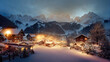 canvas print picture - Weihnachtliche Winterlandschaft in den Alpen Christmas Jahreszeit Weihnachsmarkt Advent Stimmung Digital 
