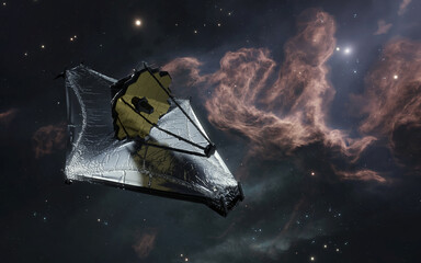 Wall Mural - james webb telescope explores deep space. jwst launch art. elements of image provided by nasa
